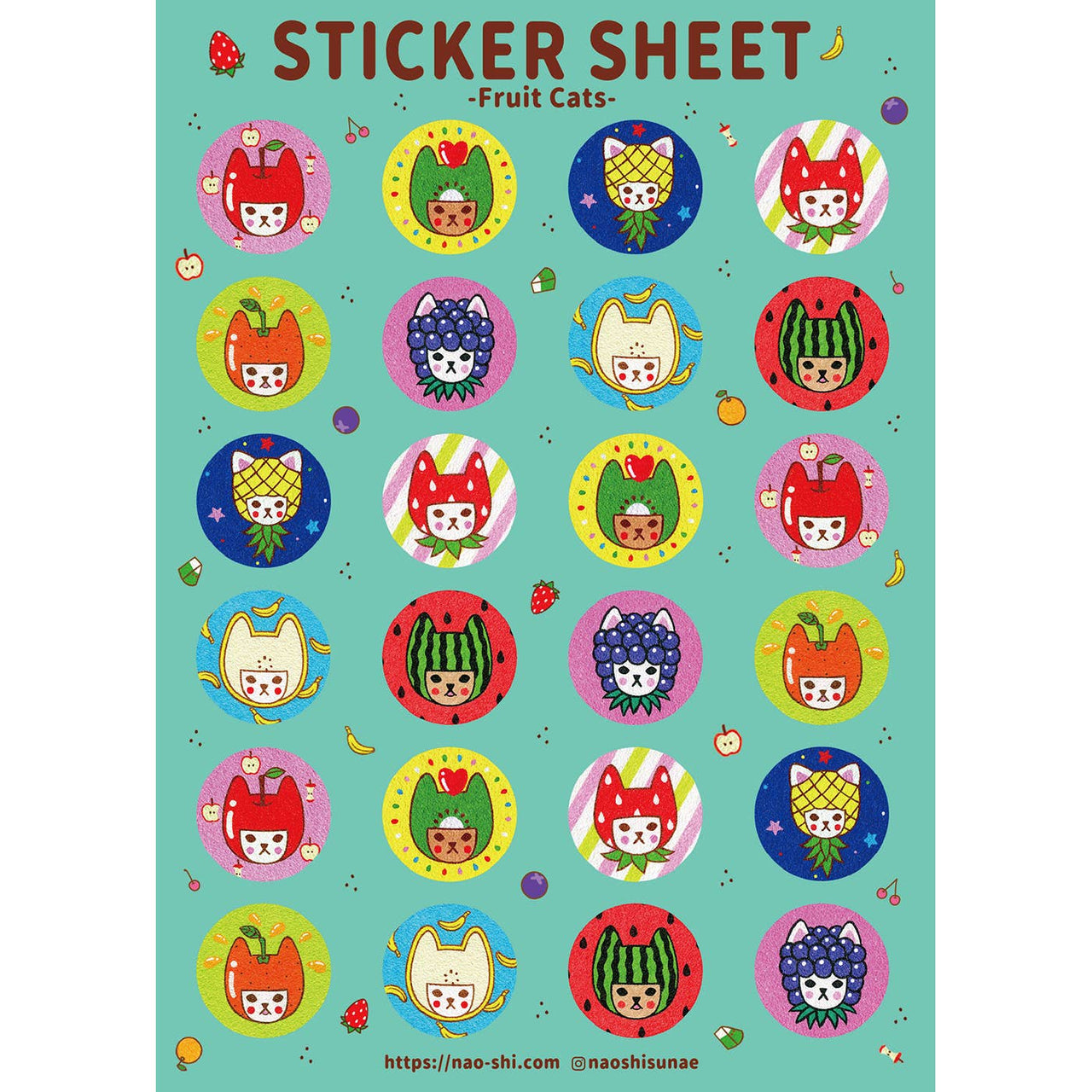 Fruit Cats | Naoshi | Sticker Sheet