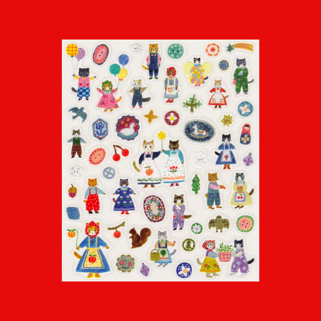 Cats and Buttons | Aiko Fukawa | Sticker Sheet