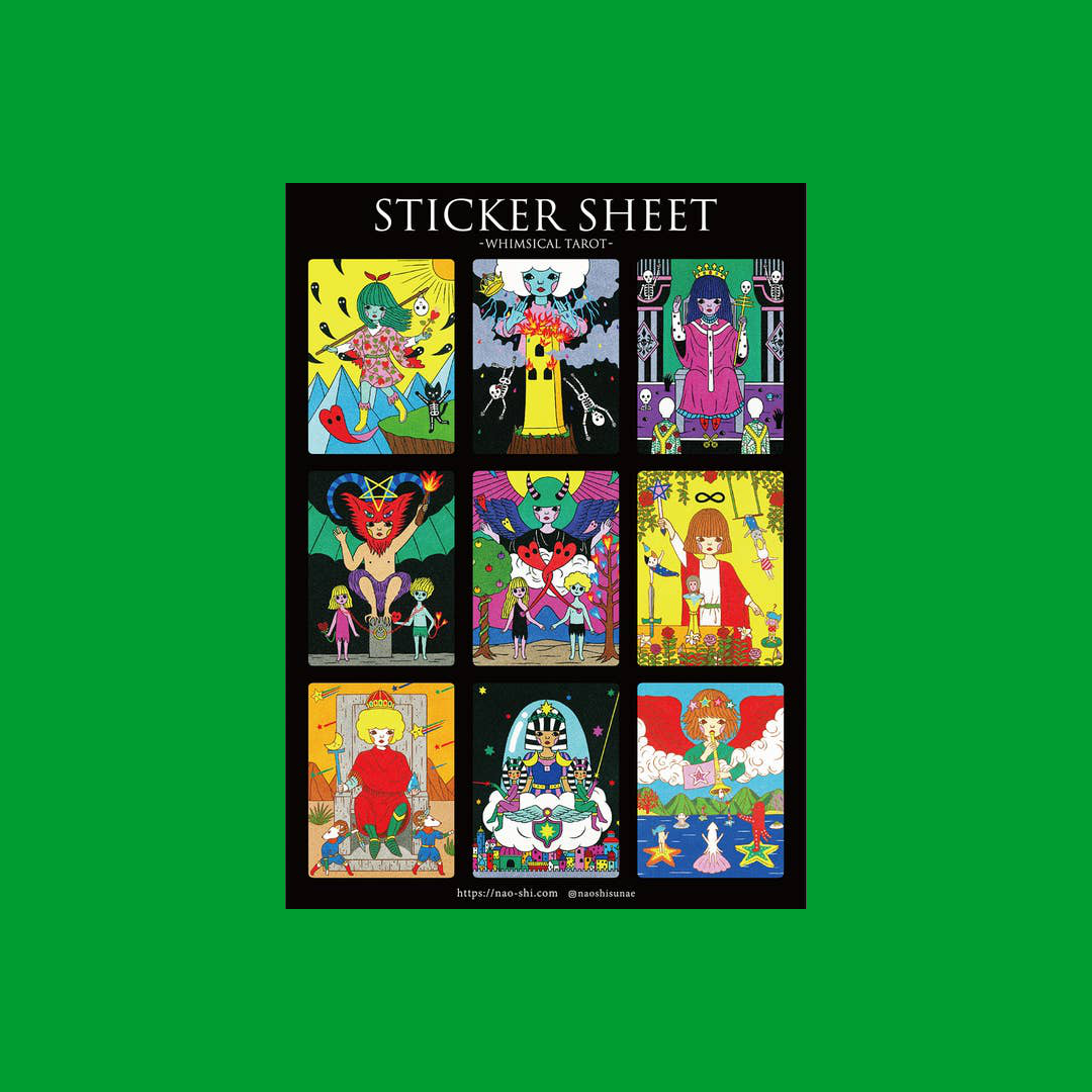 Whimsical Tarot / Black | Naoshi | Sticker Sheet
