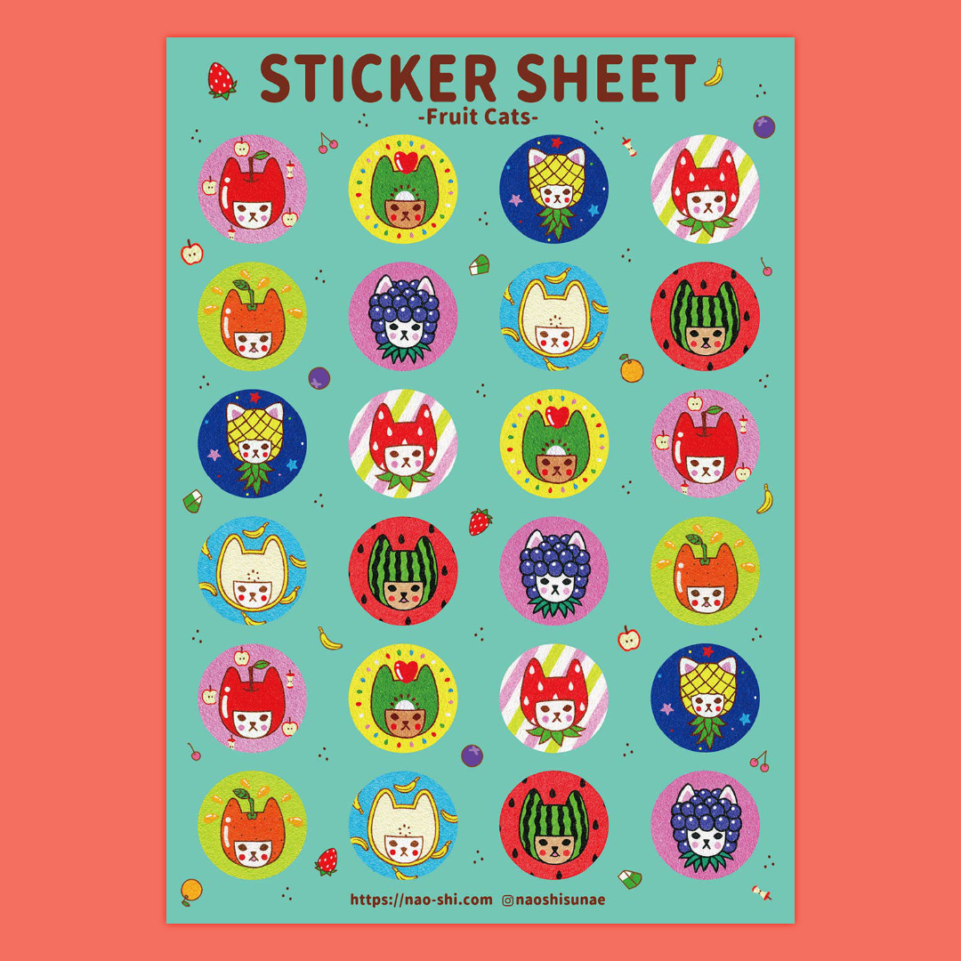 Fruit Cats | Naoshi | Sticker Sheet