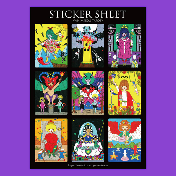 Whimsical Tarot / Black | Naoshi | Sticker Sheet