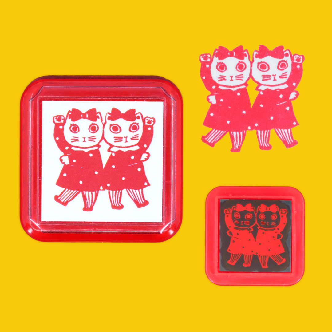Cat Duo | Yumi Kitagishi | Pre-inked Stamp