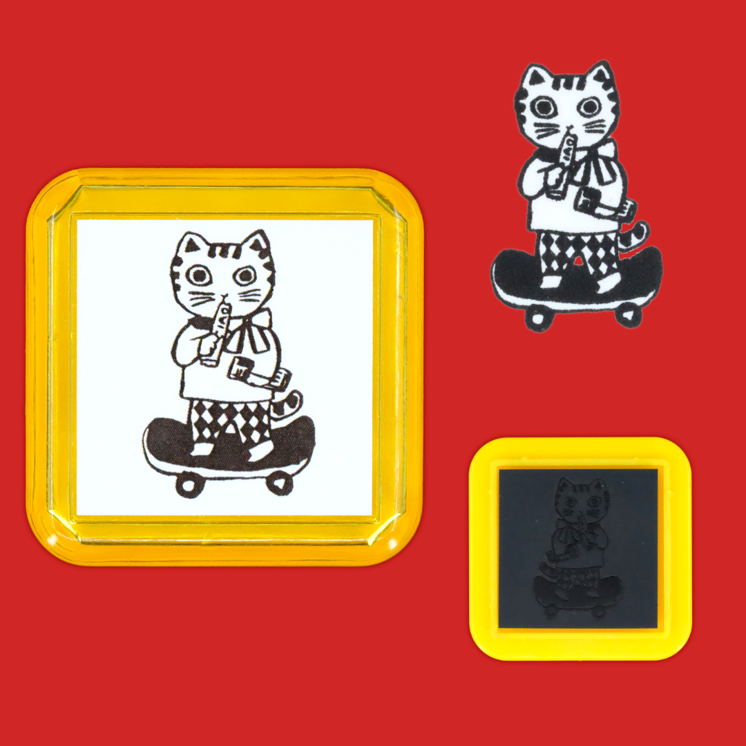 Skater Cat | Yumi Kitagishi | Pre-inked Stamp