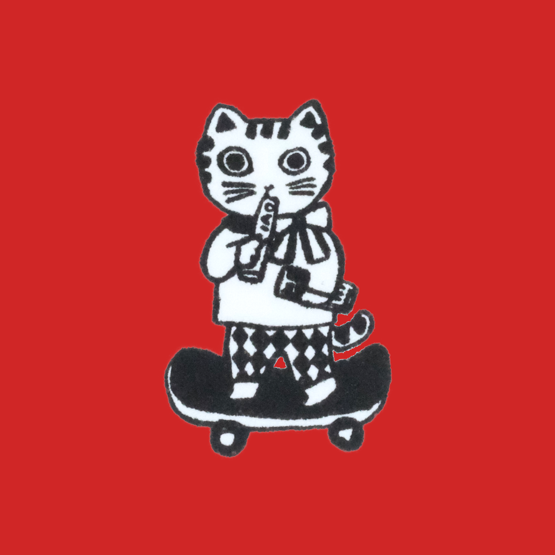 Skater Cat | Yumi Kitagishi | Pre-inked Stamp