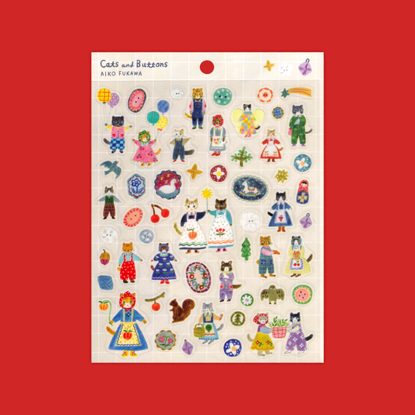 Cats and Buttons | Aiko Fukawa | Sticker Sheet